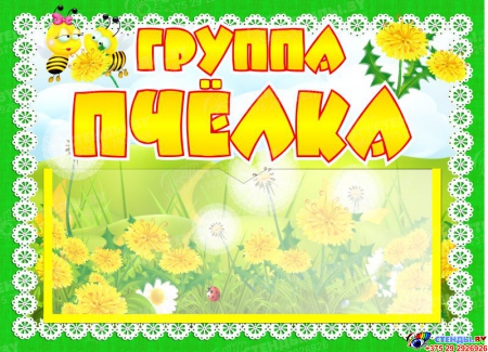 Табличка для группы Пчёлка с карманом для имен воспитателей 220*160 мм